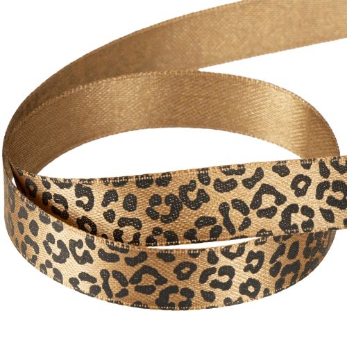 Prodotto Nastro di seta con stampa leopardata marrone nero 15 mm 18 m