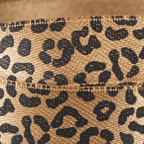 Prodotto Nastro di seta con stampa leopardata marrone nero 15 mm 18 m