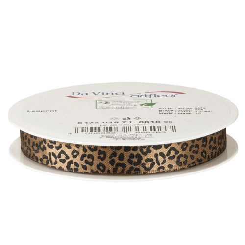 Nastro di seta con stampa leopardata marrone nero 15 mm 18 m | Floristik24.it