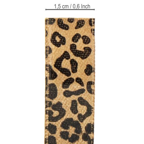 Prodotto Nastro di seta con stampa leopardata marrone nero 15 mm 18 m
