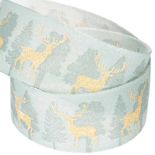 Nastro regalo con renne e alberi di Natale, 40 mm x 18 m | Floristik24.it