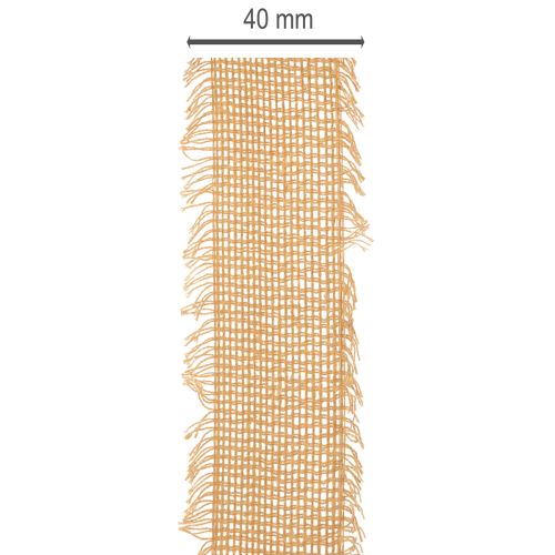 Nastro decorativo in cotone, stile rustico, con frange, 40 mm, 30 m | Floristik24.it