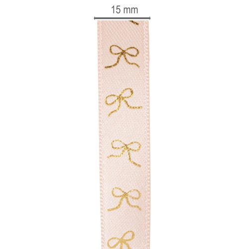 Nastro regalo con fiocchi dorati, 15 mm, 18 m | Floristik24.it
