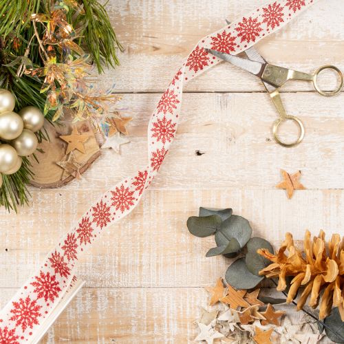 Nastro decorativo con fiocchi di neve, per confezioni regalo, tema invernale, 25 mm x 20 m | Floristik24.it
