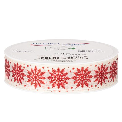 Nastro decorativo con fiocchi di neve, per confezioni regalo, tema invernale, 25 mm x 20 m | Floristik24.it