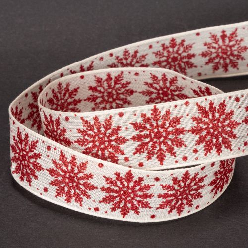 Nastro decorativo con fiocchi di neve, per confezioni regalo, tema invernale, 25 mm x 20 m | Floristik24.it