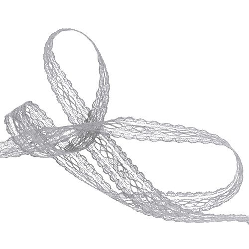 Floristik24 Nastro pizzo grigio 16mm 20m