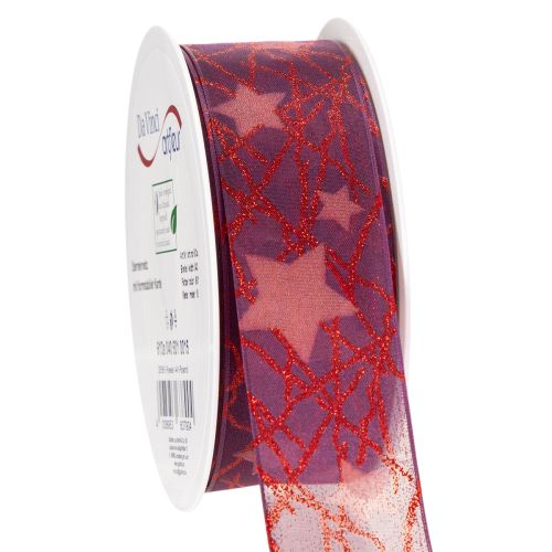 Nastro decorativo scintillante con motivo a stelle per decorazioni natalizie, 40 mm x 15 m acquistare | Floristik24.it