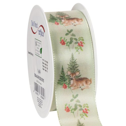 Nastro decorativo con motivo di cervo, bosco e fiori, 40 mm x 15 m acquistare | Floristik24.it