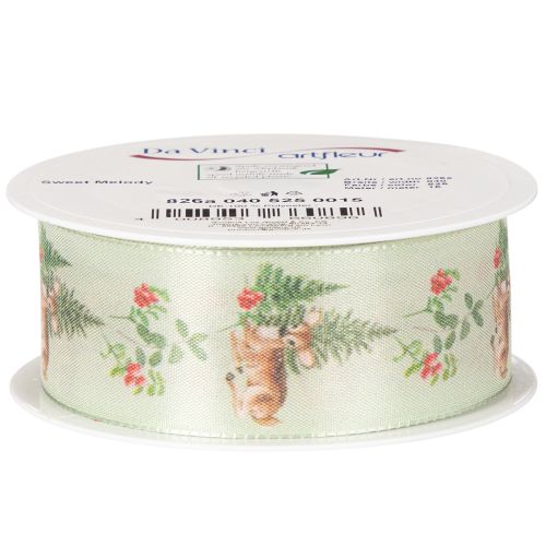 Nastro decorativo con motivo di cervo, bosco e fiori, 40 mm x 15 m | Floristik24.it