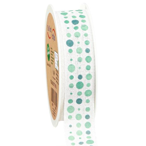 Floristik24 Nastro Nastro di cotone marittimo a pois turchesi 25 mm 18 m