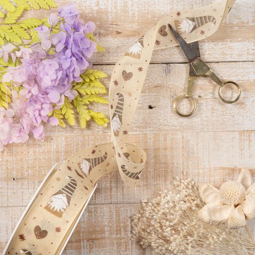 Nastro decorativo con gnomi e cuori per regali e lavori creativi, 40 mm x 15 m | Floristik24.it