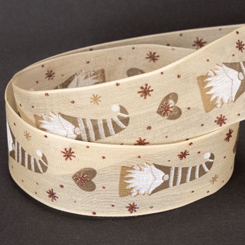 Nastro decorativo con gnomi e cuori per regali e lavori creativi, 40 mm x 15 m | Floristik24.it