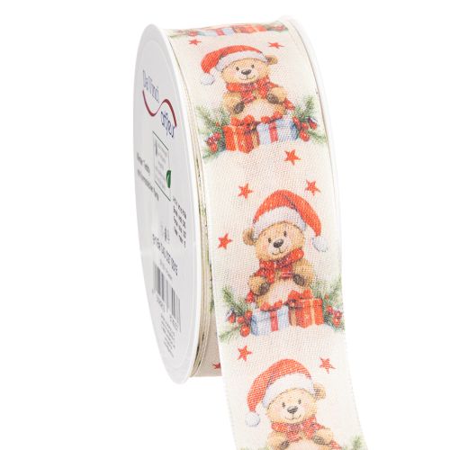 Orsetto con nastro regalo, cappello di Babbo Natale e regali 40mm 15m acquistare | Floristik24.it