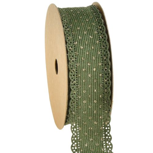 Nastro regalo Puntini di nastro verde e pizzo 38mm 10mm