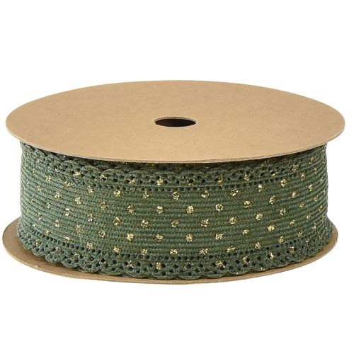 Prodotto Nastro regalo Puntini di nastro verde e pizzo 38mm 10mm