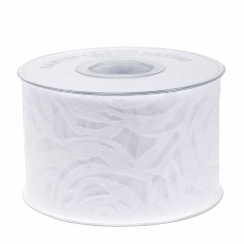 Floristik24 Rose del nastro decorativo larghe bianche 63mm 20m
