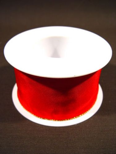Nastro regalo con bordo dorato, 6,0 cm 25 m rosso