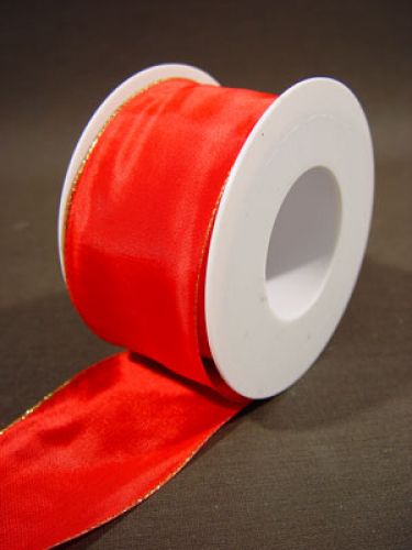 Floristik24 Nastro regalo con bordo dorato, 6,0 cm 25 m rosso