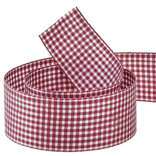 Prodotto Nastro regalo nastro decorativo a quadretti rosso bianco 40mm 20m