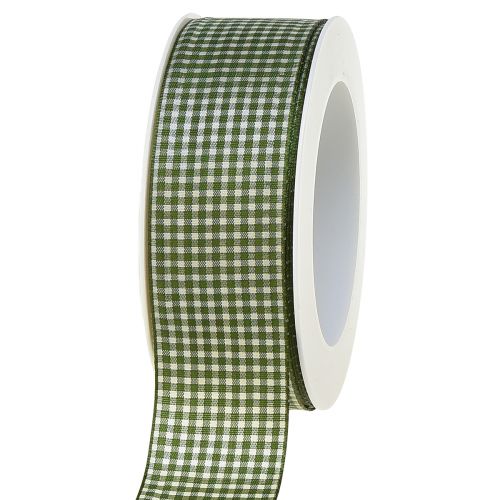 Prodotto Nastro regalo nastro decorativo a quadri verde crema 40mm 20m