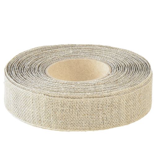 Prodotto Nastro decorativo nastro di lino beige naturale 25mm 20m