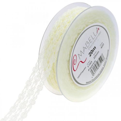 Prodotto Nastro decorativo con pizzo, nastro regalo floreale, decorazione matrimonio giallo chiaro L20mm L20m
