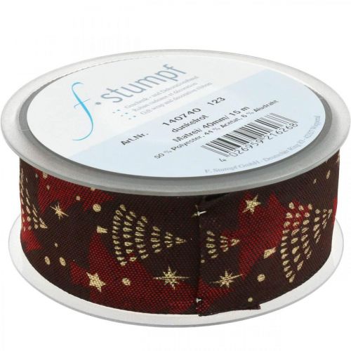 Floristik24 Nastro di Natale con albero di Natale rosso scuro 40mm 15m
