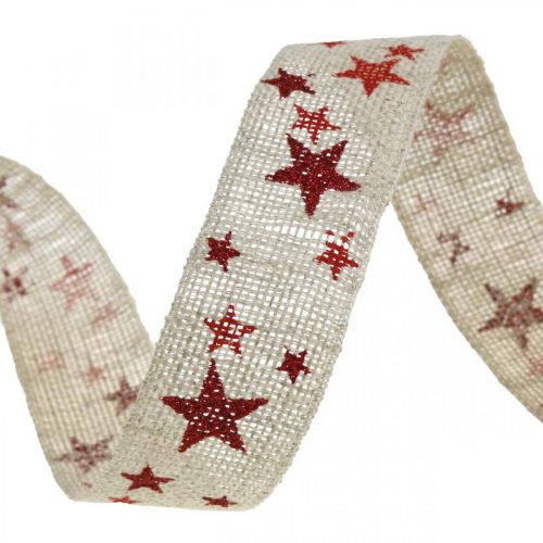 Prodotto Nastro regalo fiocco fiocco con stelle bianco rosso 25mm 15m
