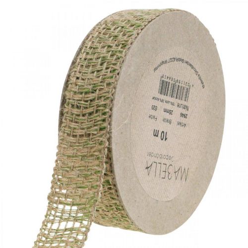 Prodotto Nastro decorativo juta verde, natura 25mm Nastro di iuta per decorazione 10m