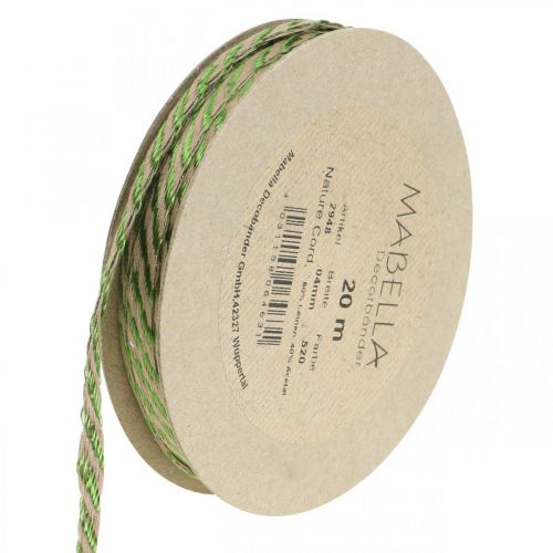 Floristik24 Nastro decorativo verde lino, nastro regalo naturale 4mm nastro decorativo 20m