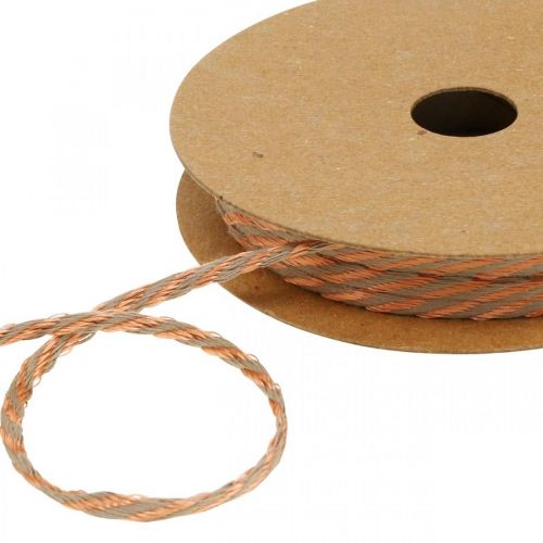Floristik24 Cordone, nastro decorativo, cordoncino per gioielli Rame-colori naturali L20m Ø4cm