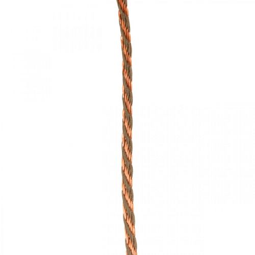 Floristik24 Cordone, nastro decorativo, cordoncino per gioielli Rame-colori naturali L20m Ø4cm
