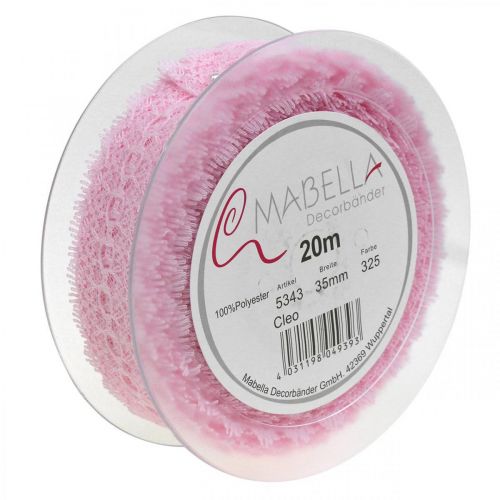 Prodotto Nastro di pizzo Decorazioni regalo Decorazioni per la tavola di nozze Rosa W35mm L20m