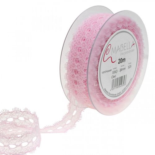 Prodotto Nastro di pizzo Decorazioni regalo Decorazioni per la tavola di nozze Rosa W35mm L20m