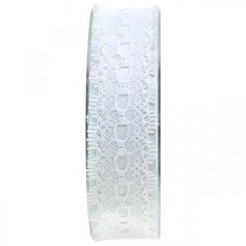 Prodotto Nastro con pizzo, decorazione di nozze, nastro decorativo Bianco L35mm L20m
