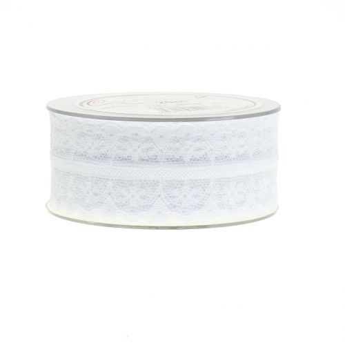 Floristik24 Nastro in pizzo vintage bianco 40mm 20m