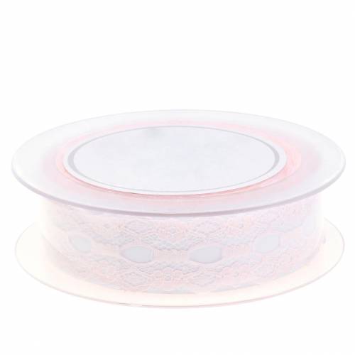 Floristik24 Nastro di pizzo rosa 30mm nastro decorativo pizzo decorazione di nozze 20m