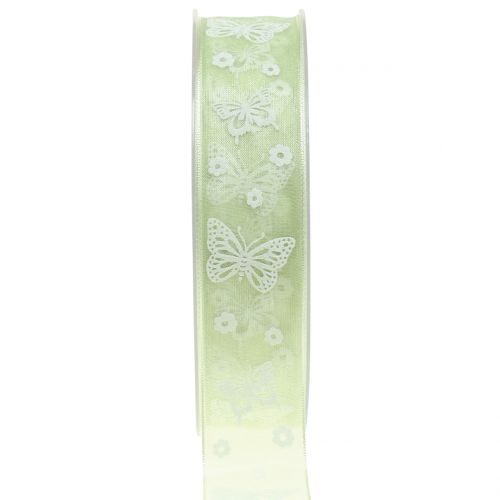 Floristik24 Nastro organza Butterfly Mint 25mm 20m
