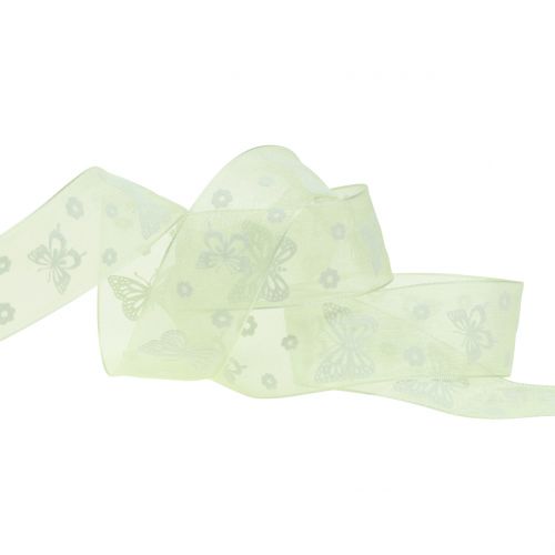 Floristik24 Nastro organza Butterfly Mint 25mm 20m