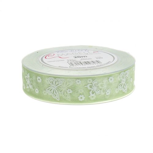 Floristik24 Nastro organza Butterfly Mint 25mm 20m