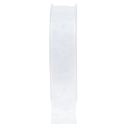 Nastro in organza bianco farfalla 25mm 20m