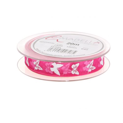 Floristik24 Nastro organza farfalla rosa 15mm 20m