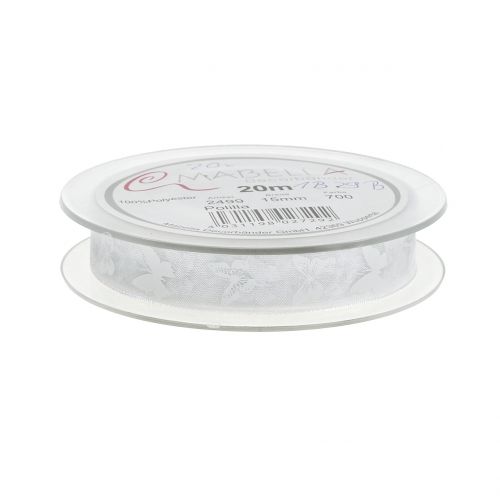 Floristik24 Nastro organza bianco farfalla 15mm 20m