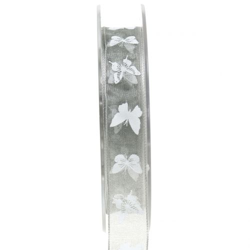 Nastro organza farfalla grigio 15mm 20m