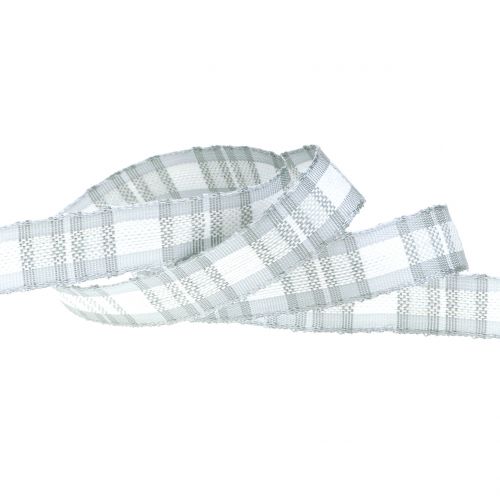 Floristik24 Controllo nastro decorativo con bordo filo grigio 15mm L20m