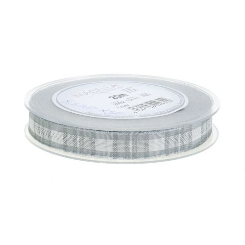 Floristik24 Controllo nastro decorativo con bordo filo grigio 15mm L20m