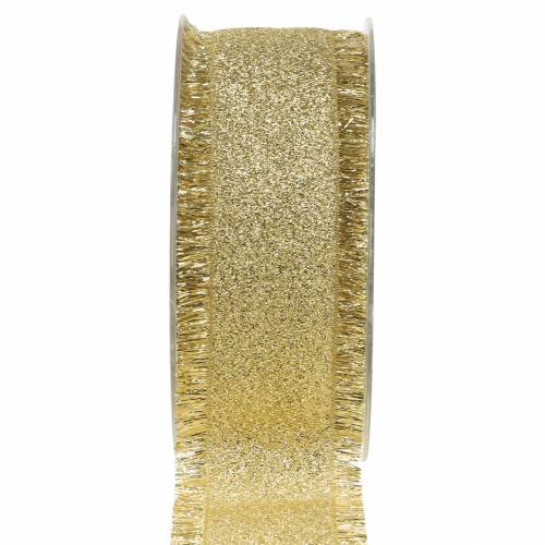 Floristik24 Nastro Deco oro con frange 40mm 15m