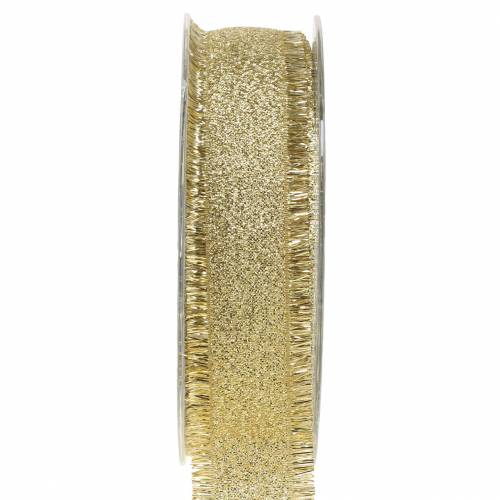 Floristik24 Banda decorativa oro con frange 25mm 15m