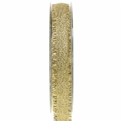 Floristik24 Banda decorativa oro con frange 15mm 15m